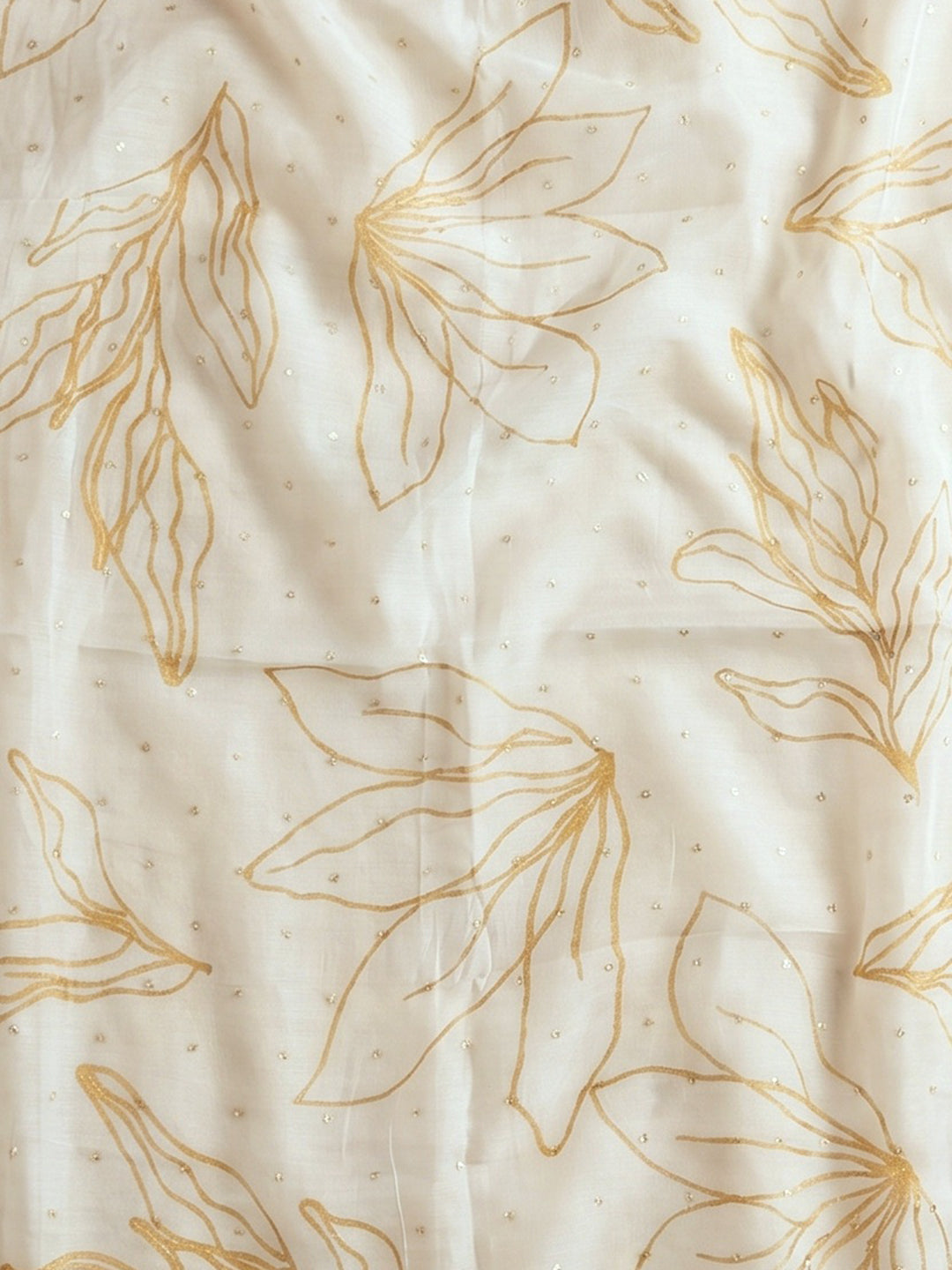 Mustard Embroidered Cotton Blend Unstitched Suit With Pant &amp; Dupatta