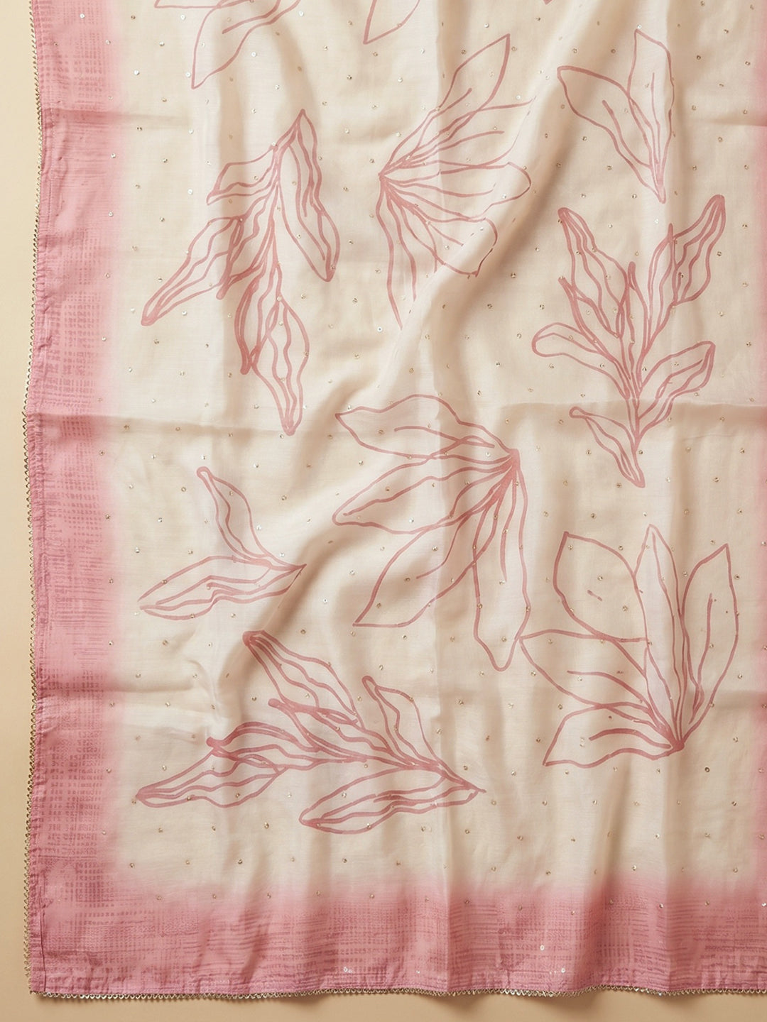 Pink Embroidered Cotton Blend Unstitched Suit With Pant &amp; Dupatta