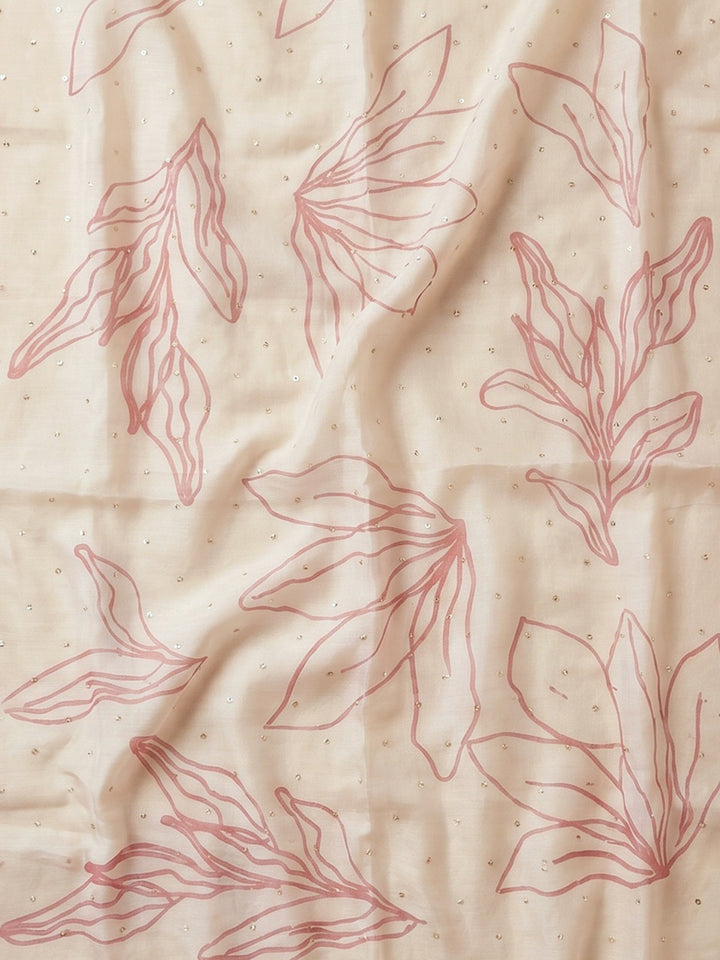 Pink Embroidered Cotton Blend Unstitched Suit With Pant &amp; Dupatta