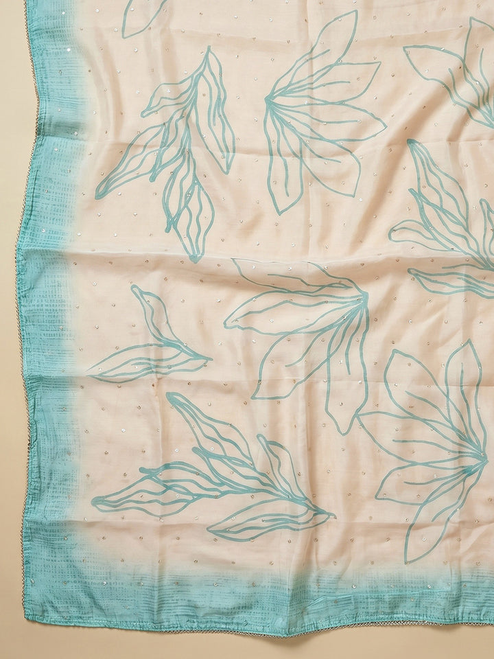 Rama Green Embroidered Cotton Blend Unstitched Suit With Pant &amp; Dupatta
