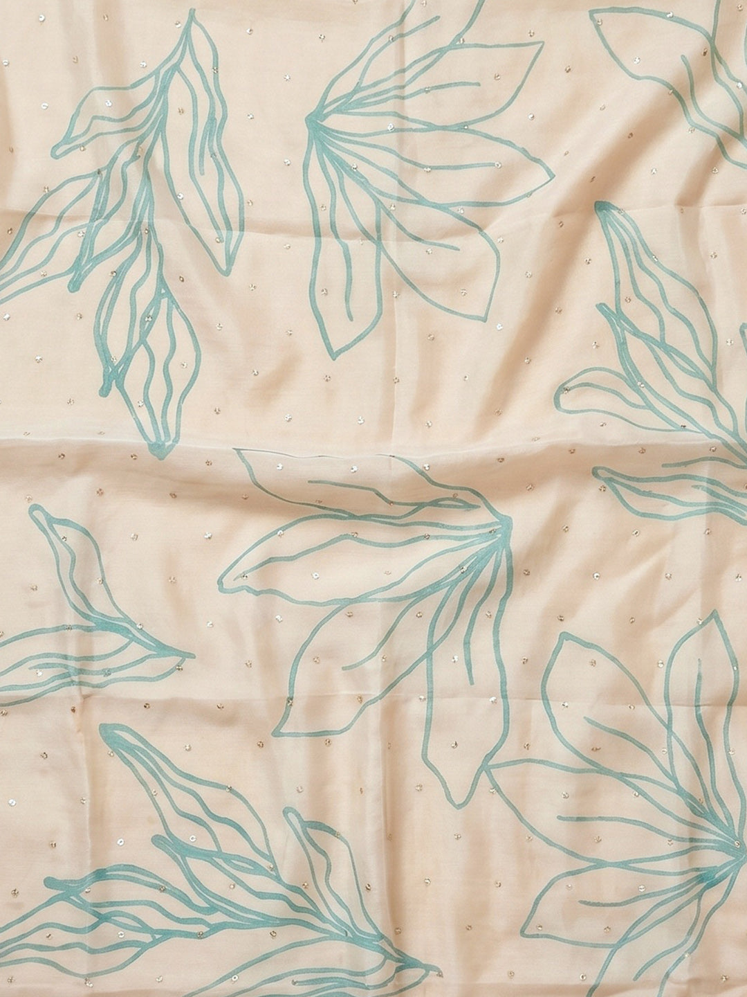 Rama Green Embroidered Cotton Blend Unstitched Suit With Pant &amp; Dupatta