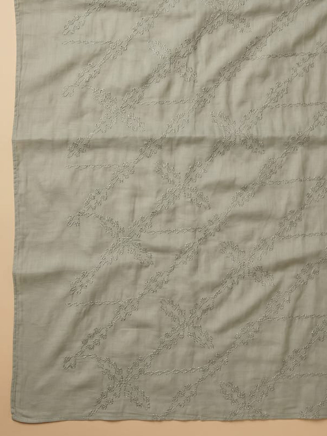 Aqua Green Printed Cotton Blend Unstitched Suit With Pant &amp; Dupatta