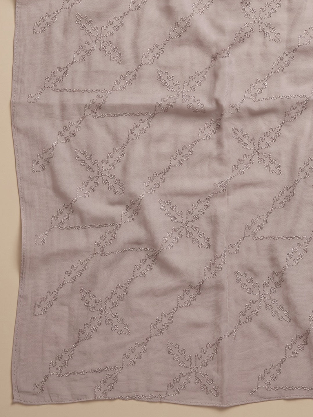 Pink Embroidered Cotton Blend Unstitched Suit With Pant &amp; Dupatta