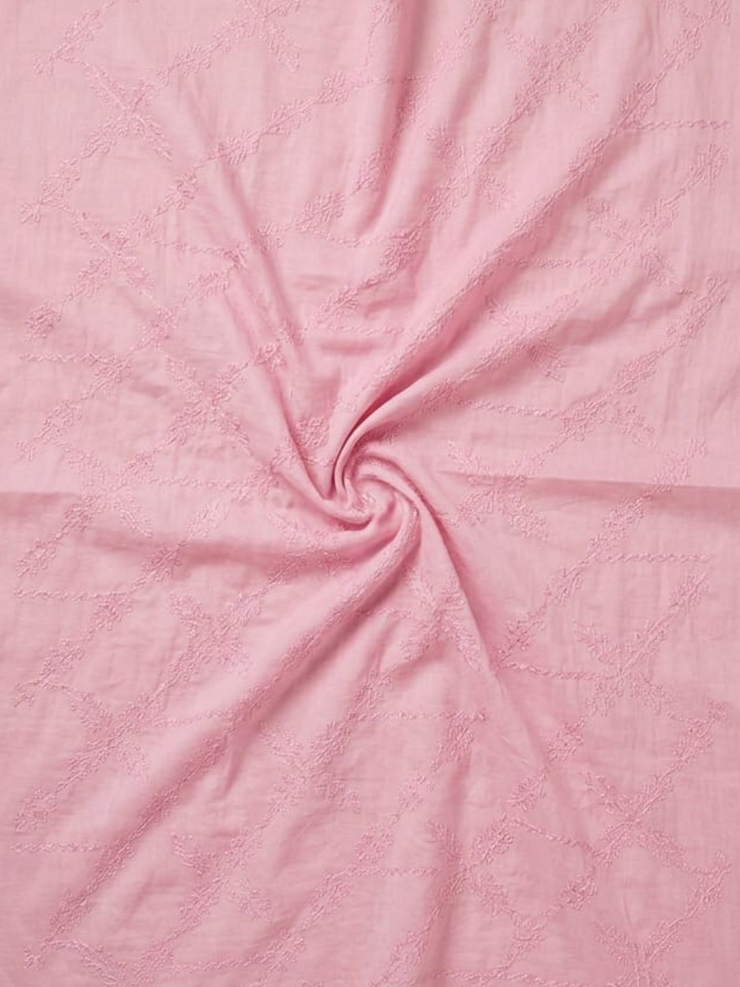 Pink Printed Cotton Blend Unstitched Suit With Pant &amp; Dupatta