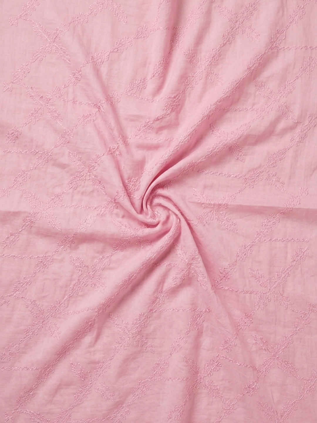 Pink Printed Cotton Blend Unstitched Suit With Pant &amp; Dupatta