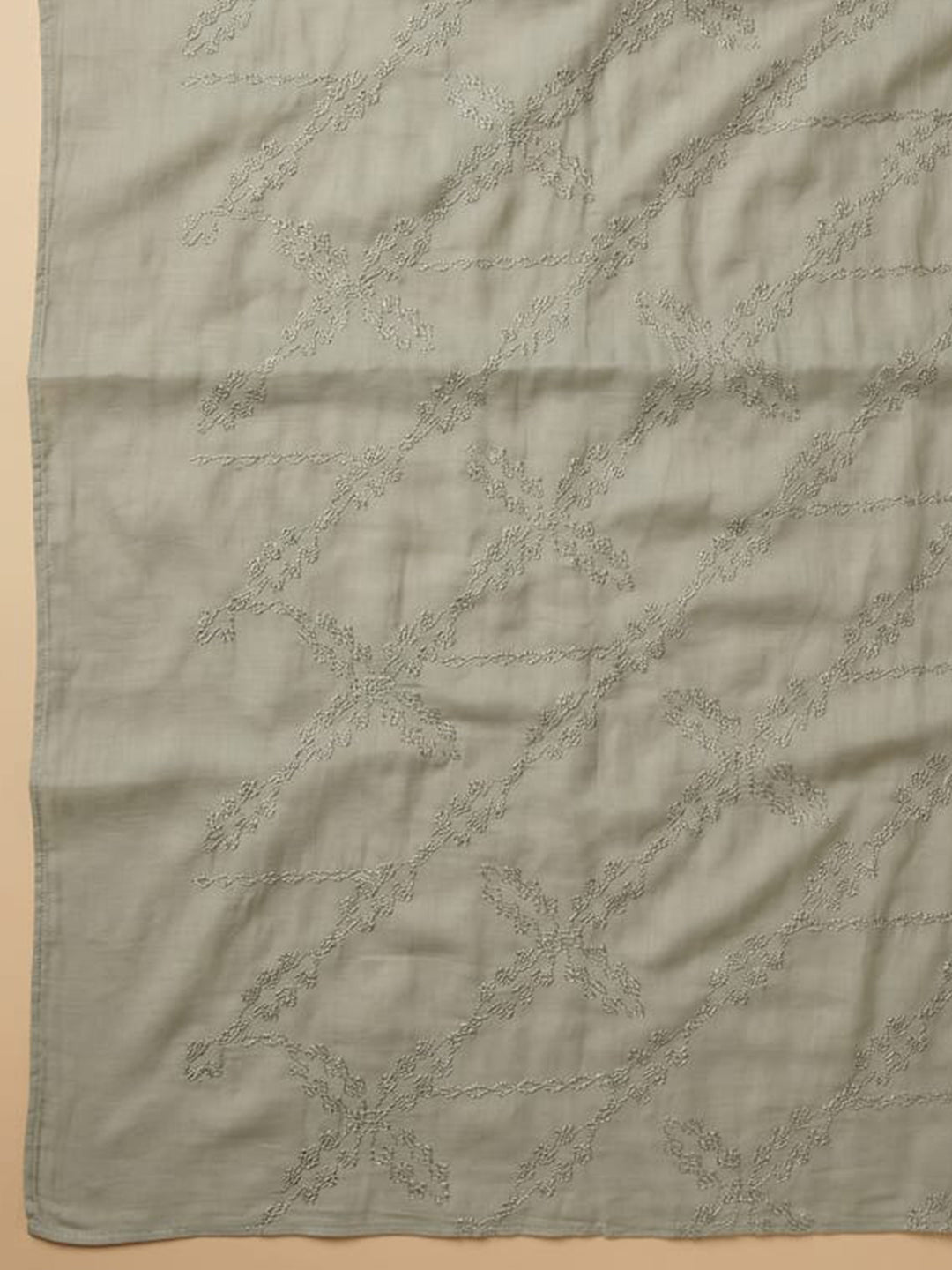 Aqua Green Printed Cotton Blend Unstitched Suit With Pant &amp; Dupatta