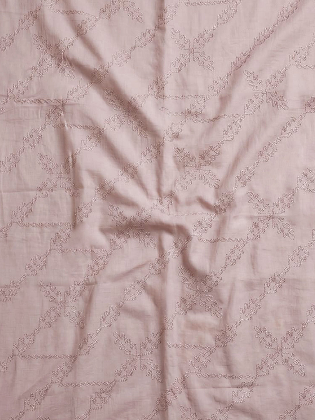 Dusty Pink Printed Cotton Blend Unstitched Suit With Pant &amp; Dupatta