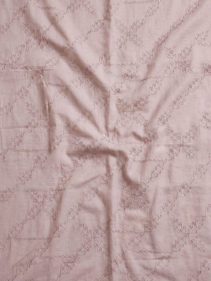 Dusty Pink Printed Cotton Blend Unstitched Suit With Pant &amp; Dupatta