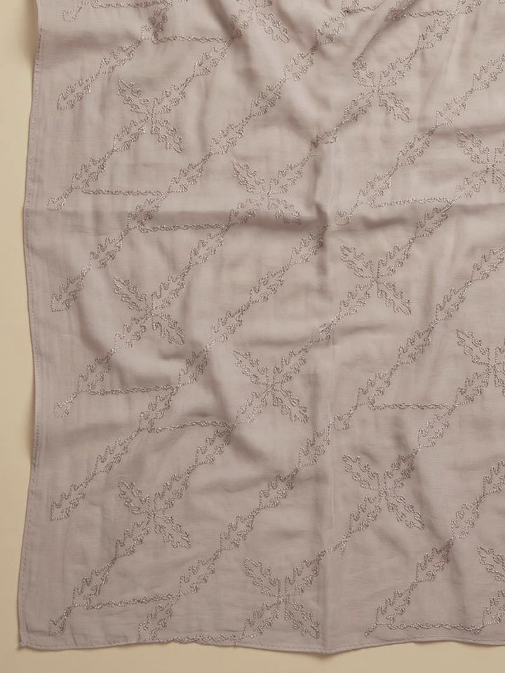 Peach Printed Cotton Blend Unstitched Suit With Pant &amp; Dupatta