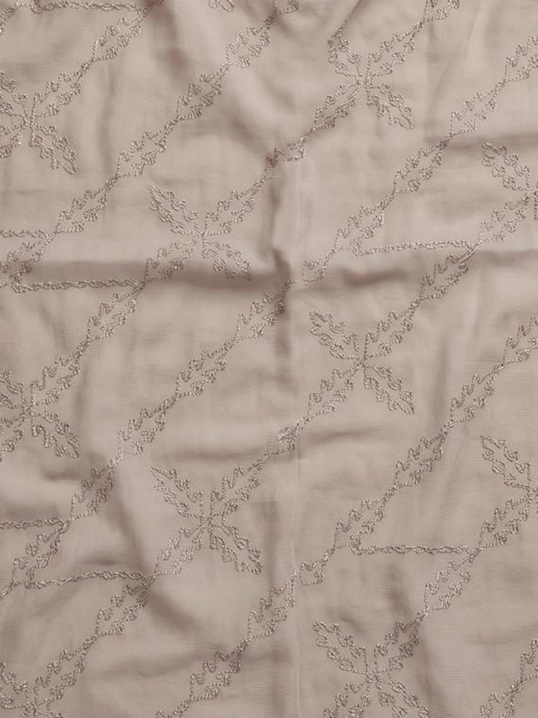 Peach Printed Cotton Blend Unstitched Suit With Pant &amp; Dupatta