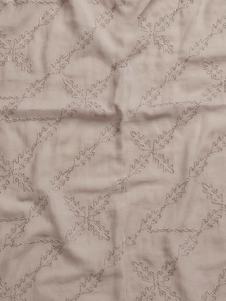 Peach Printed Cotton Blend Unstitched Suit With Pant &amp; Dupatta