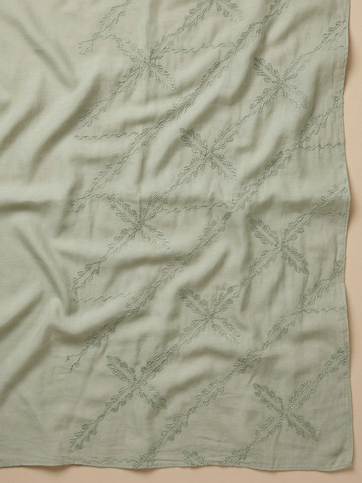 Pista Green Printed Cotton Blend Unstitched Dress Material