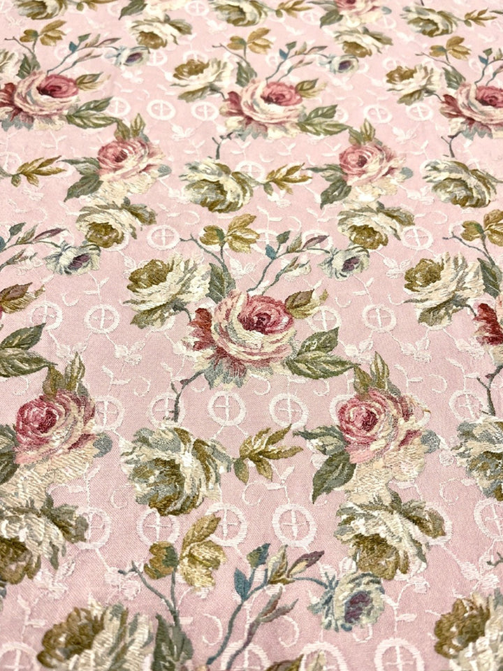 Pink Printed Cotton Blend Unstitched Dress Material