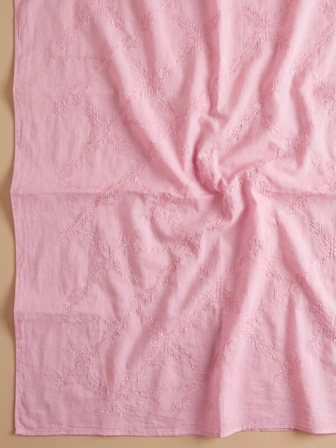 Pink Printed Cotton Blend Unstitched Dress Material