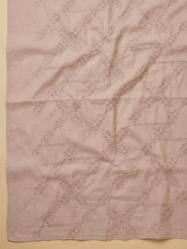 Pink Printed Cotton Blend Unstitched Dress Material