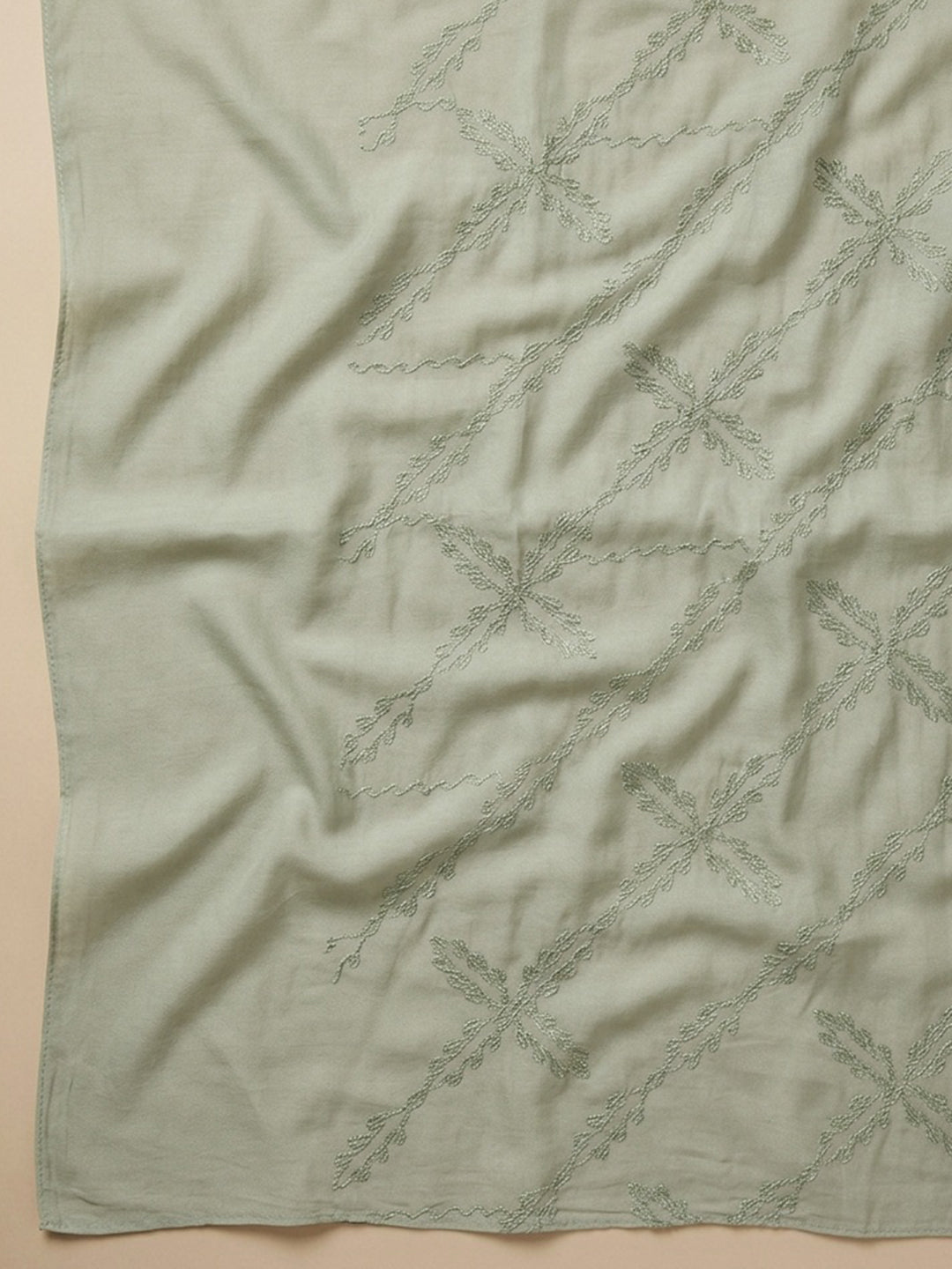 Pista Green Printed Cotton Blend Unstitched Dress Material