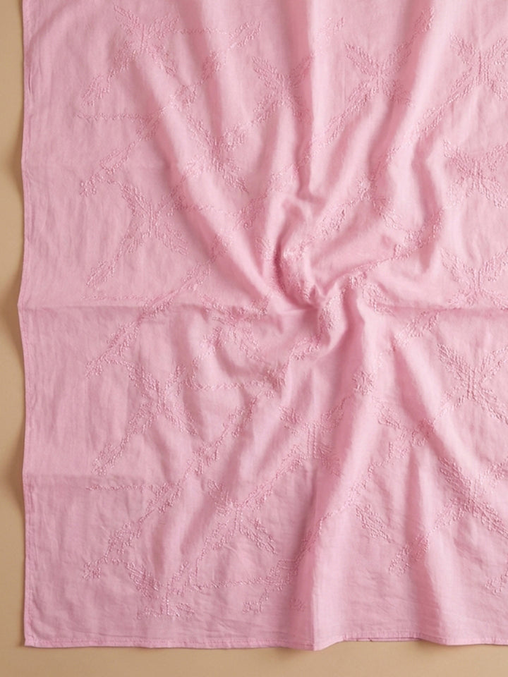 Pink Printed Cotton Blend Unstitched Dress Material