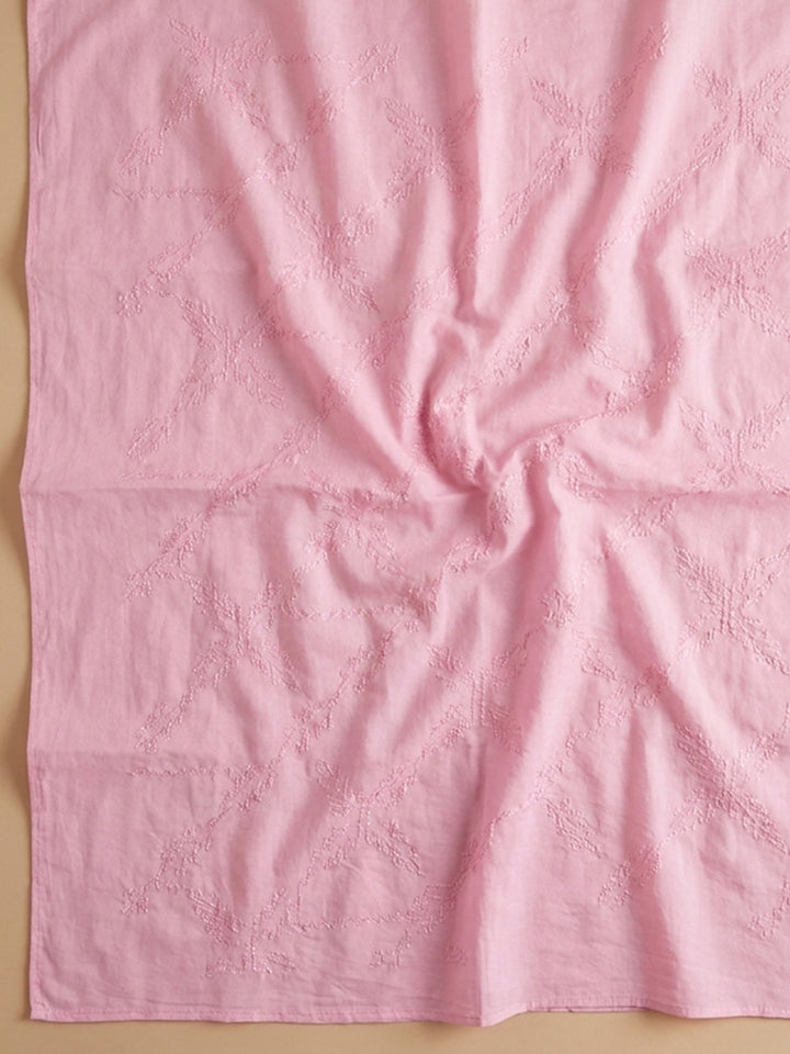 Pink Printed Cotton Blend Unstitched Dress Material