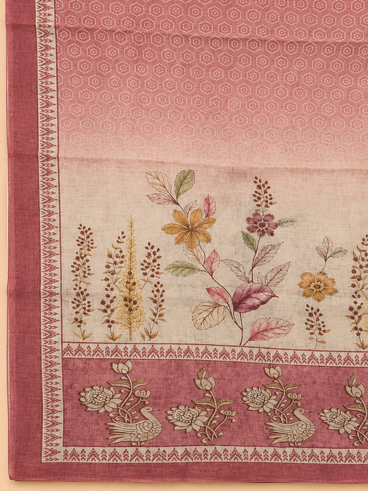 Onion Pink  Chanderi Unstitched Dress Material