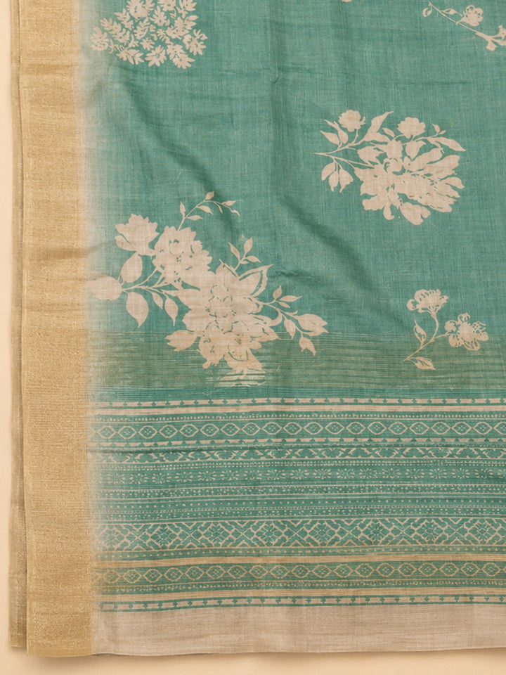Aqua Green  Tussar Unstitched Dress Material