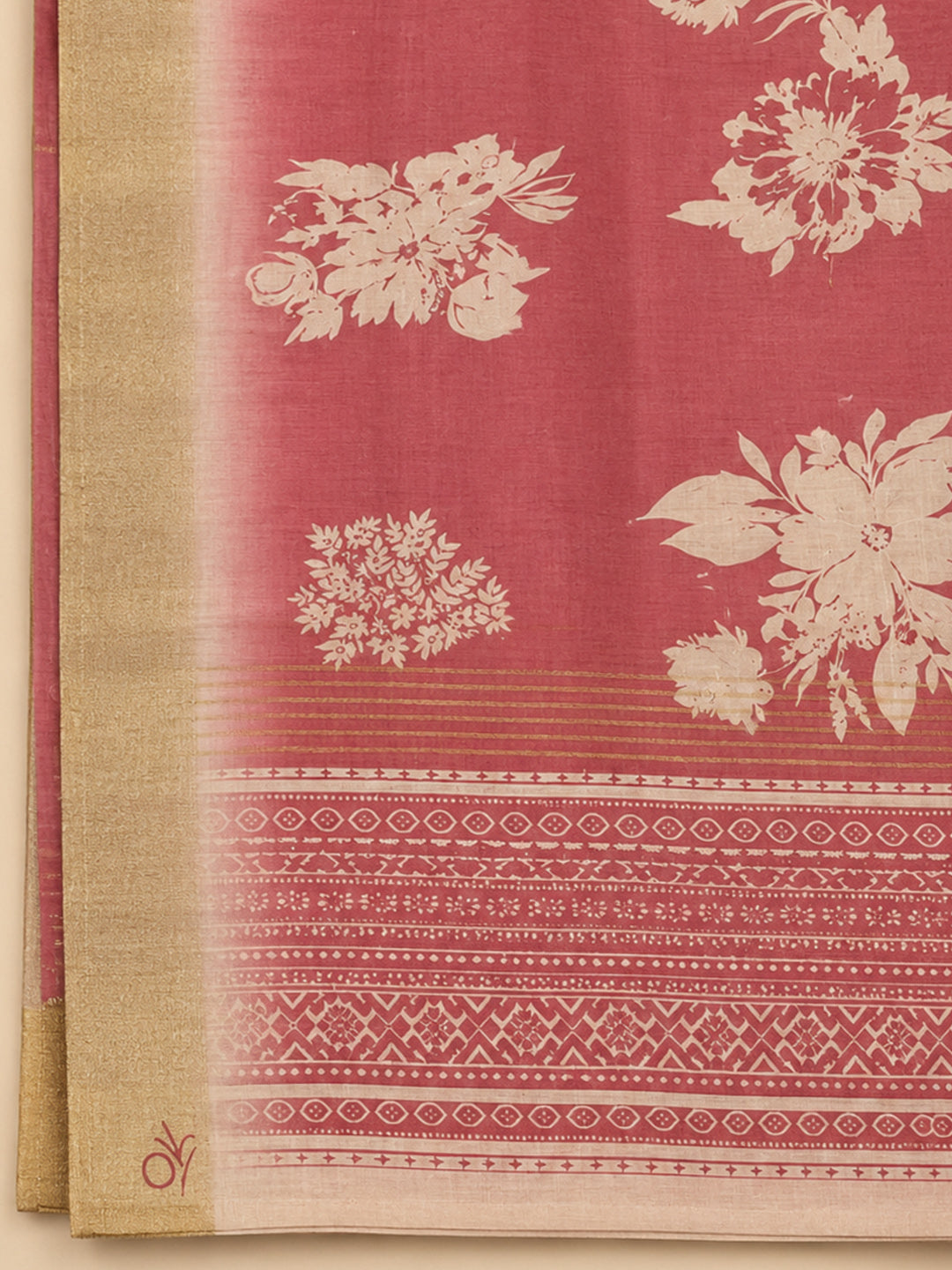 Peach  Tussar Unstitched Dress Material