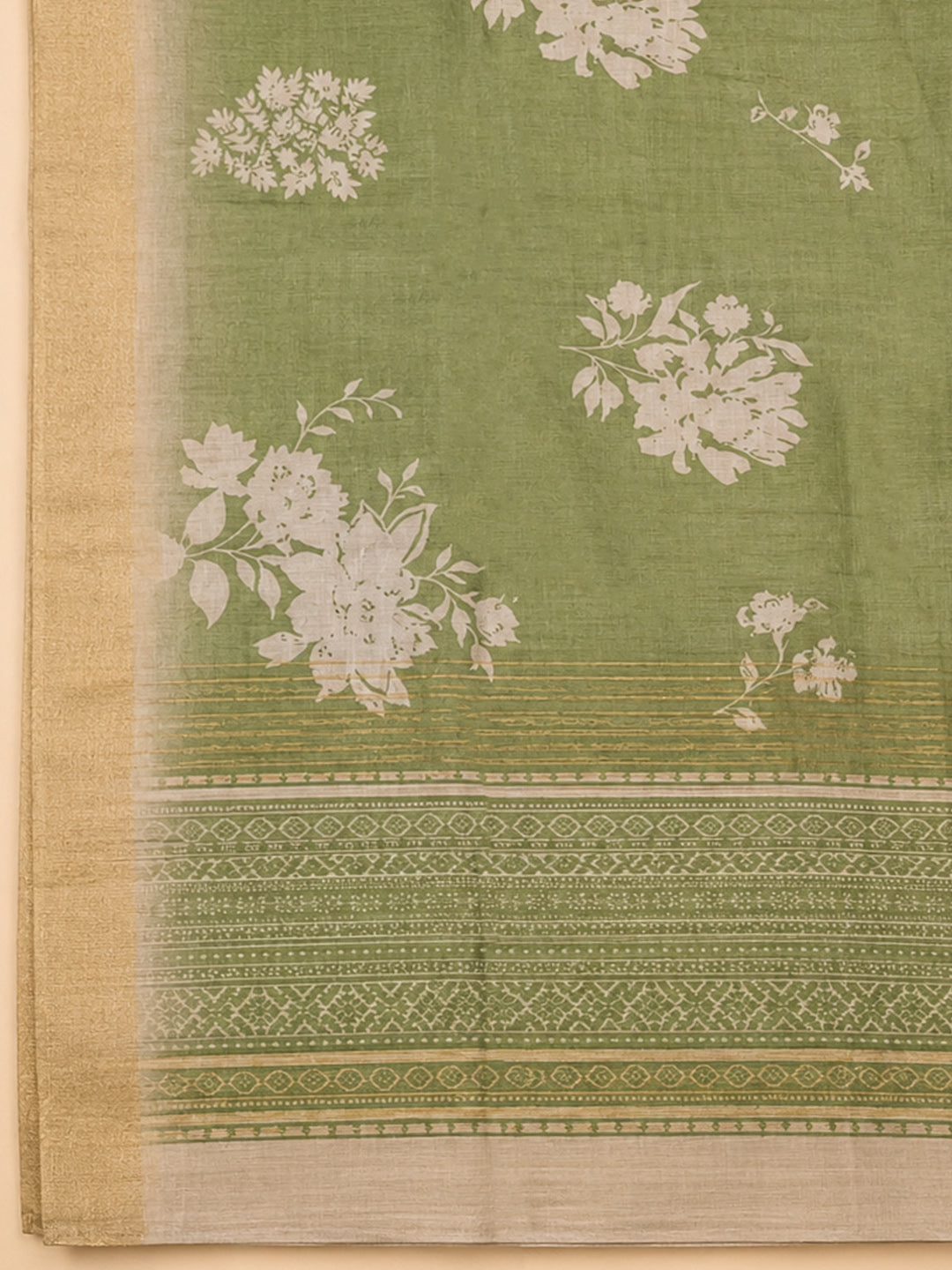 Pista Green  Tussar Unstitched Dress Material