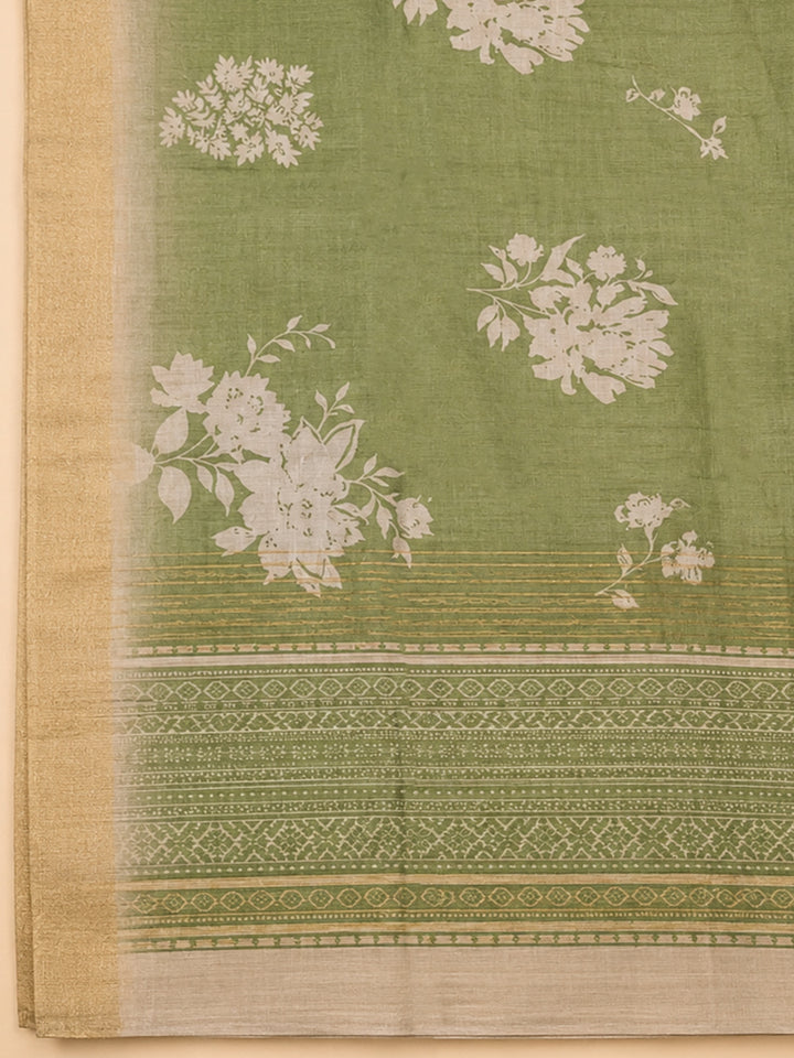Pista Green  Tussar Unstitched Dress Material