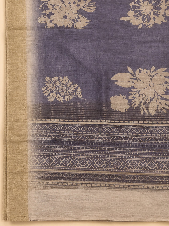 Purple  Tussar Unstitched Dress Material