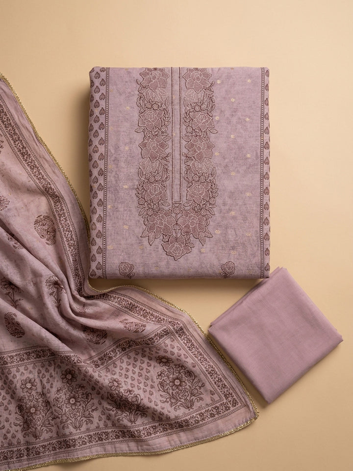 Onion Pink  Chanderi Unstitched Dress Material