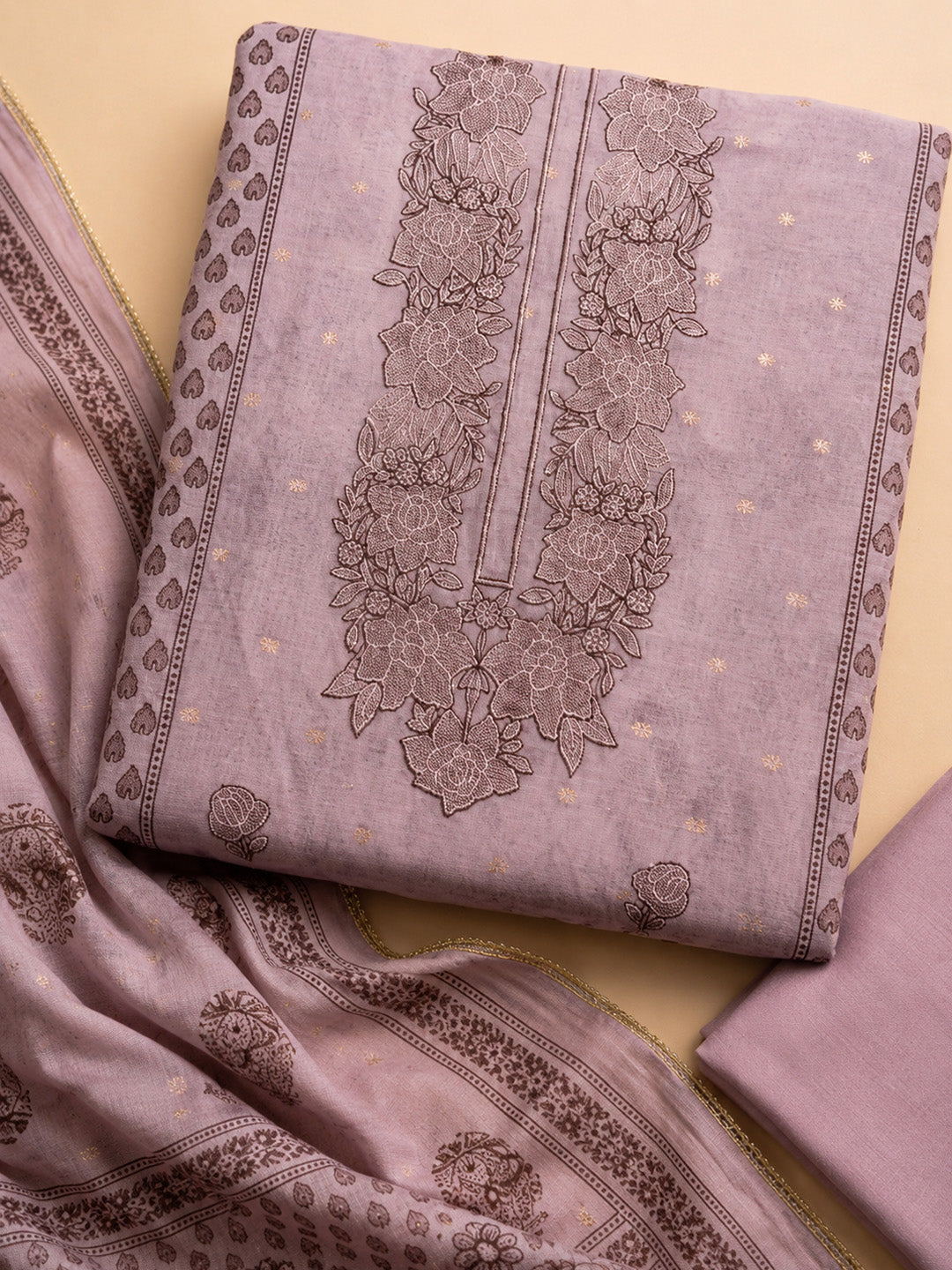 Onion Pink  Chanderi Unstitched Dress Material