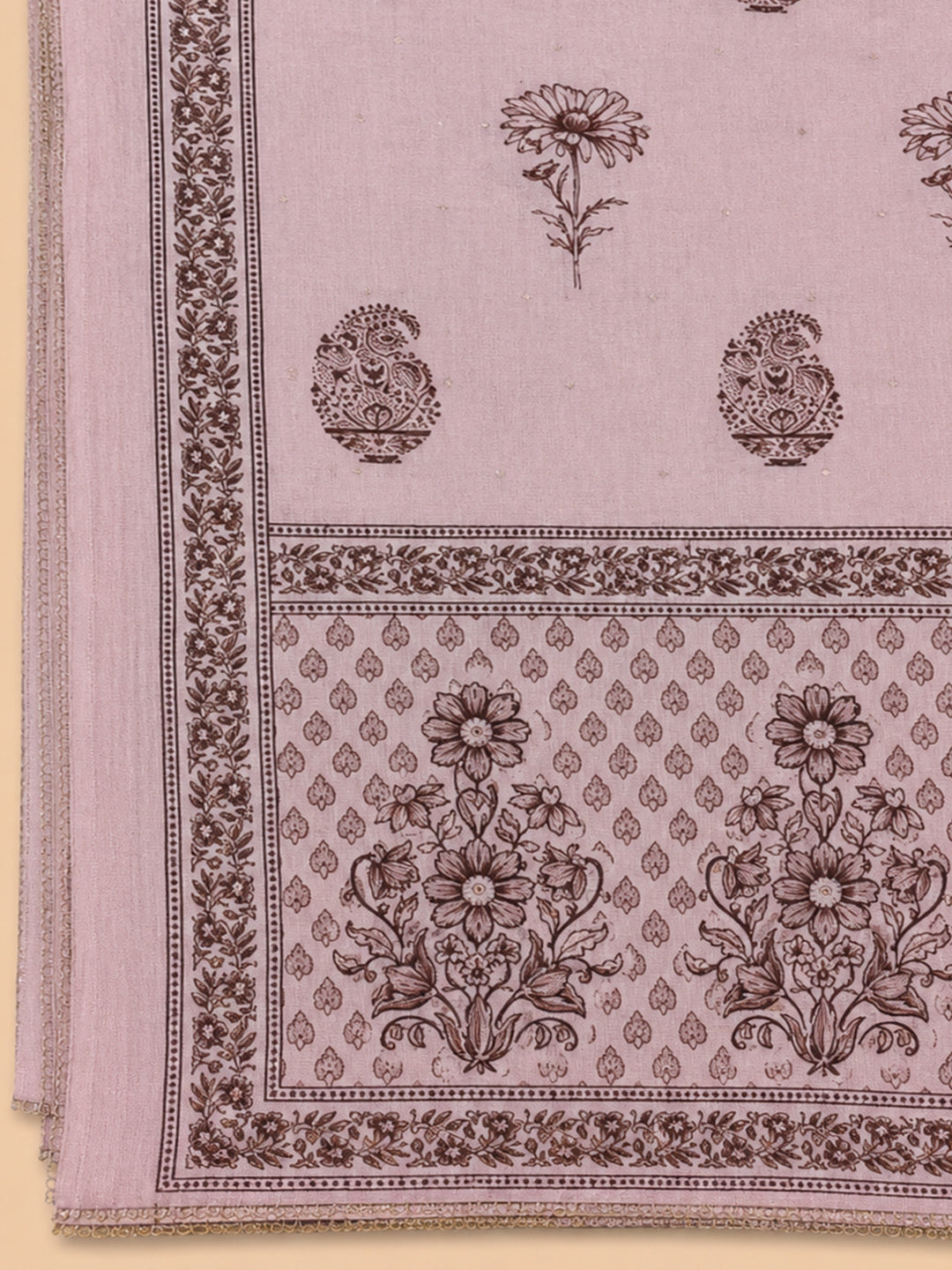 Onion Pink  Chanderi Unstitched Dress Material