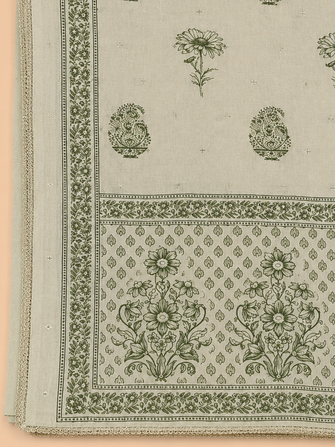 Pista Green  Chanderi Unstitched Dress Material