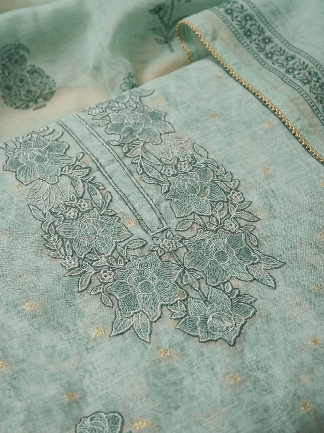 Sky Blue  Chanderi Unstitched Dress Material