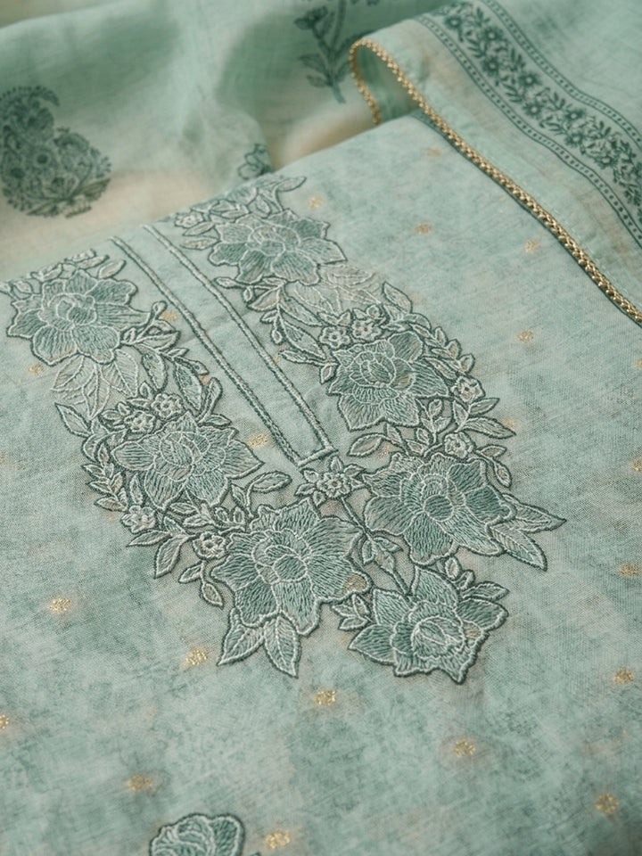 Sky Blue  Chanderi Unstitched Dress Material