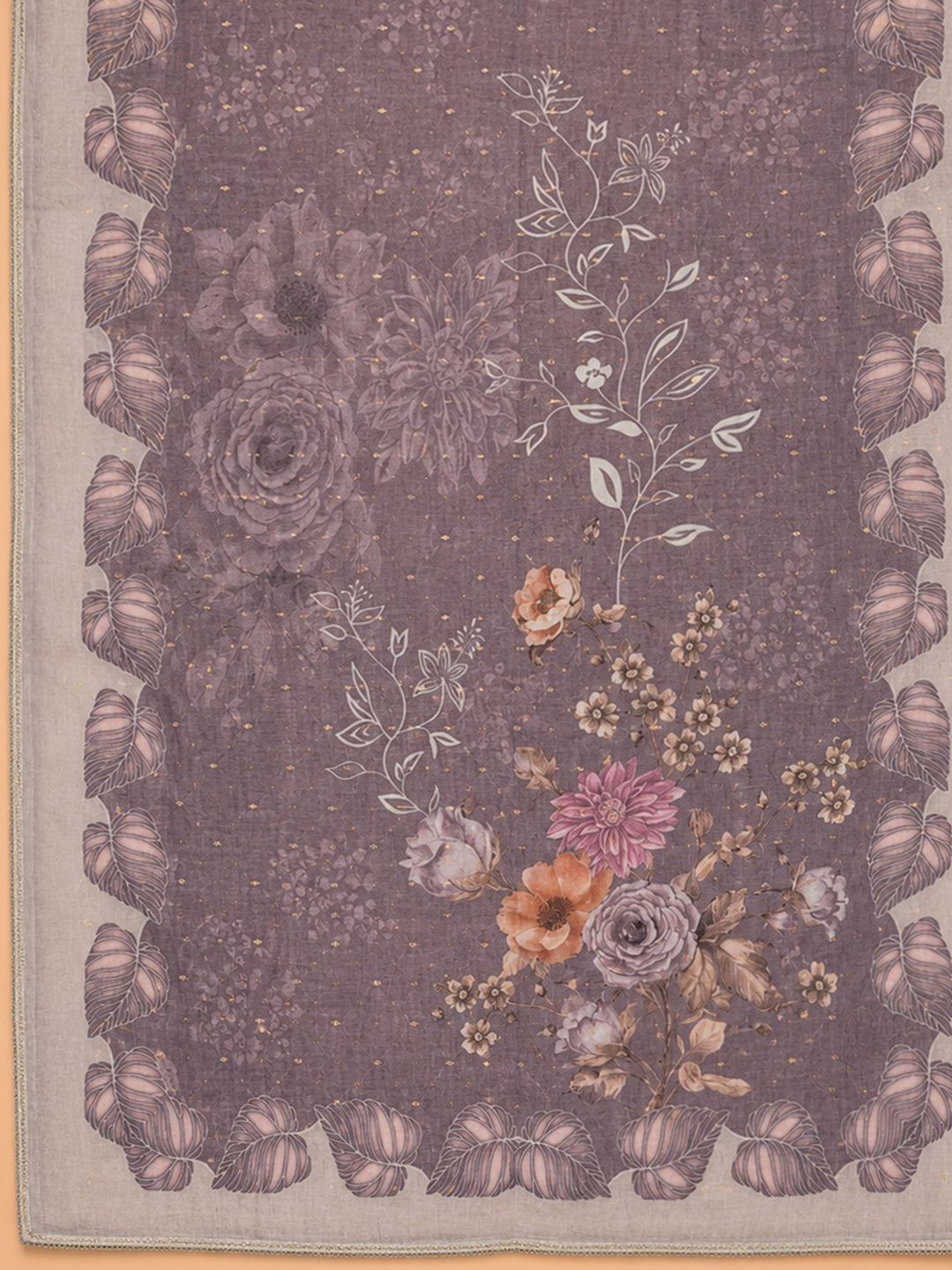 Dusty Pink Printed Chanderi Unstitched Dress Material
