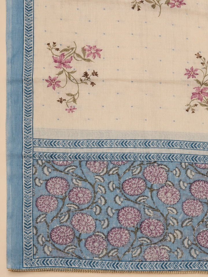 Sky Blue  Chanderi Unstitched Dress Material