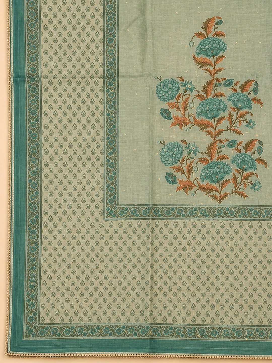 Aqua Green  Chanderi Unstitched Dress Material