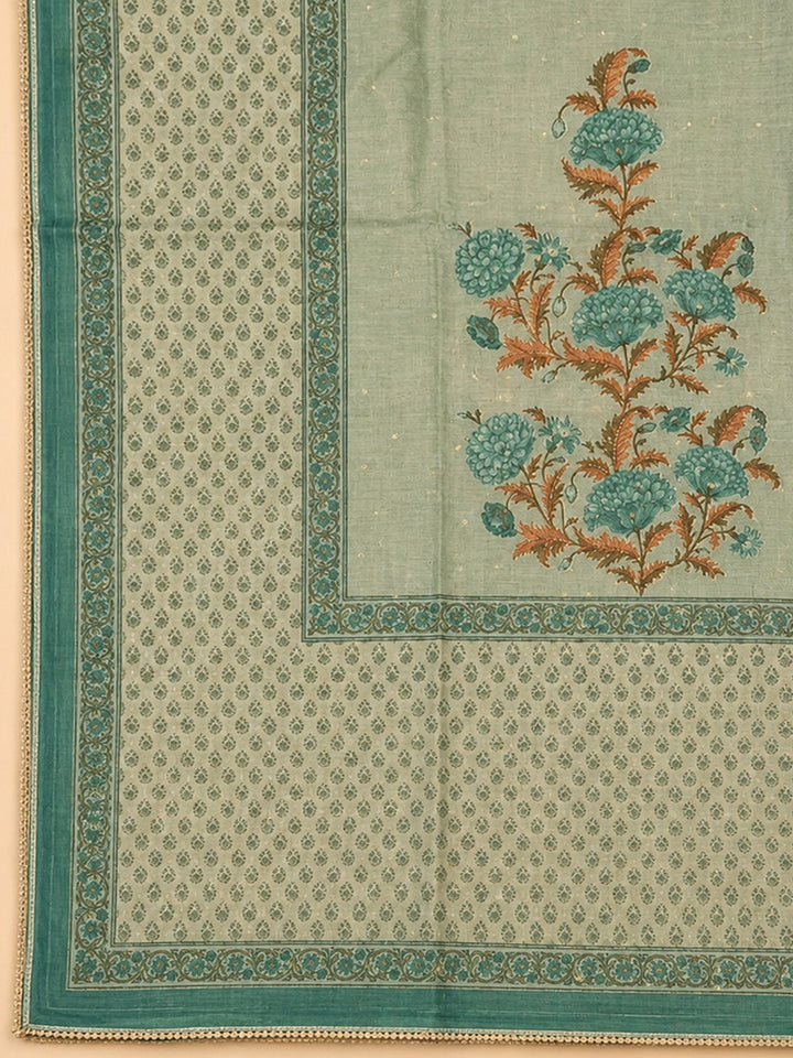 Aqua Green  Chanderi Unstitched Dress Material