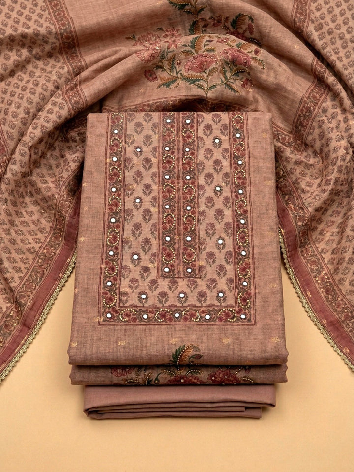 Dusty Pink  Chanderi Unstitched Dress Material