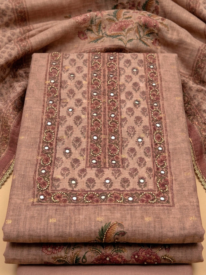 Dusty Pink  Chanderi Unstitched Dress Material