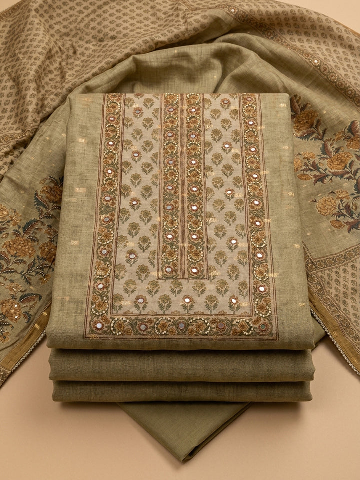 Mehndi  Chanderi Unstitched Dress Material