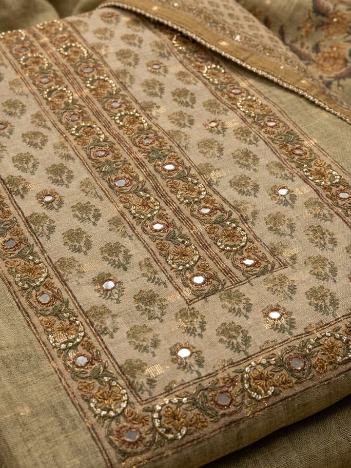 Mehndi  Chanderi Unstitched Dress Material