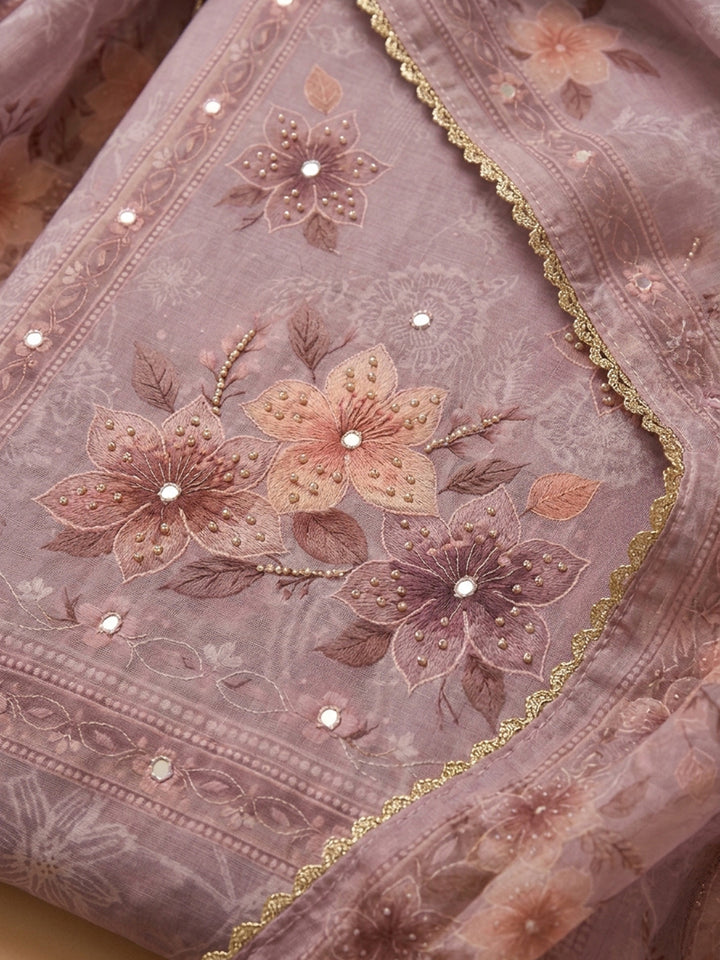Lavender  Chanderi Unstitched Dress Material