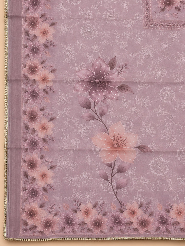 Lavender  Chanderi Unstitched Dress Material