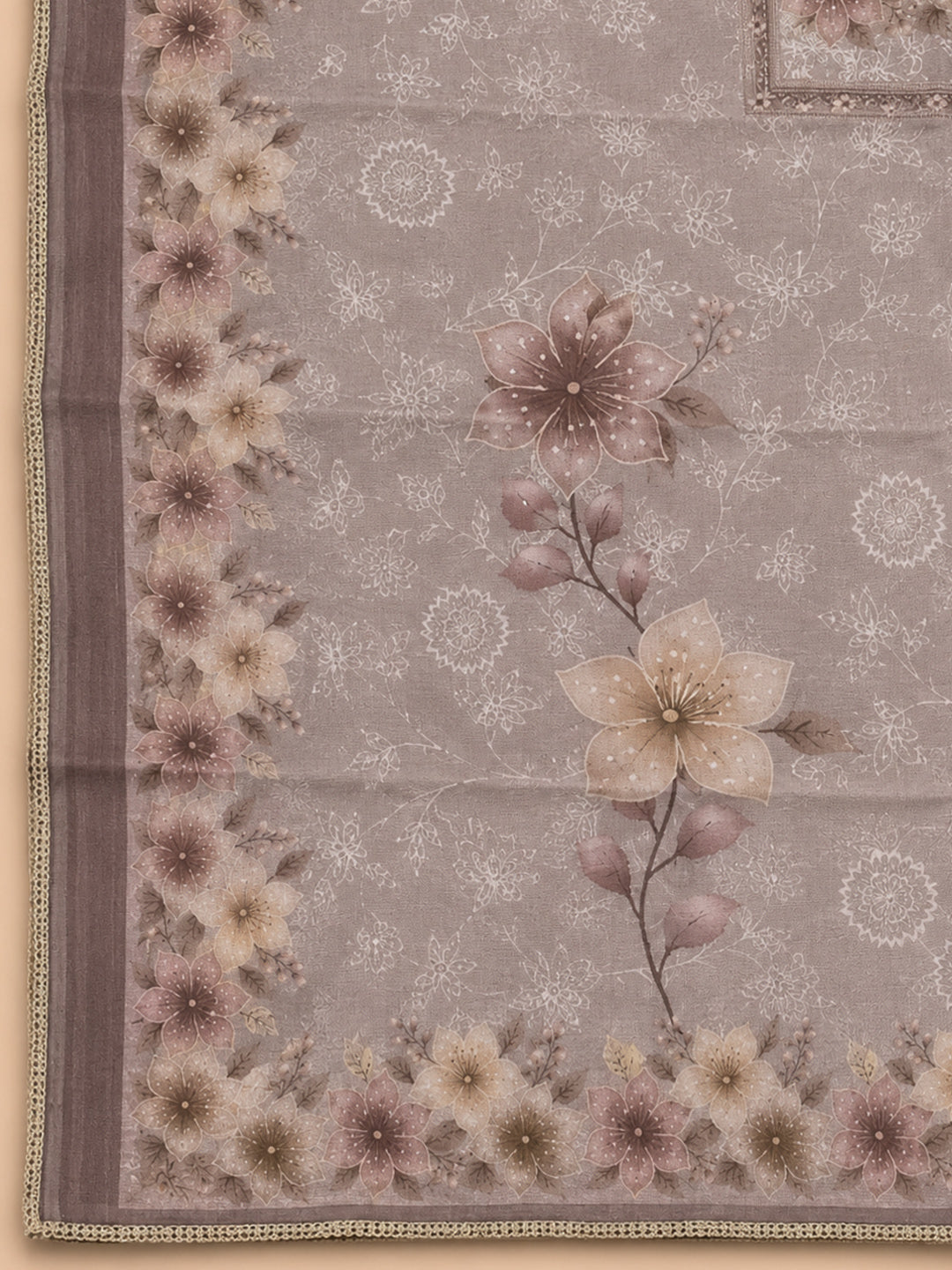 Mauve  Chanderi Unstitched Dress Material