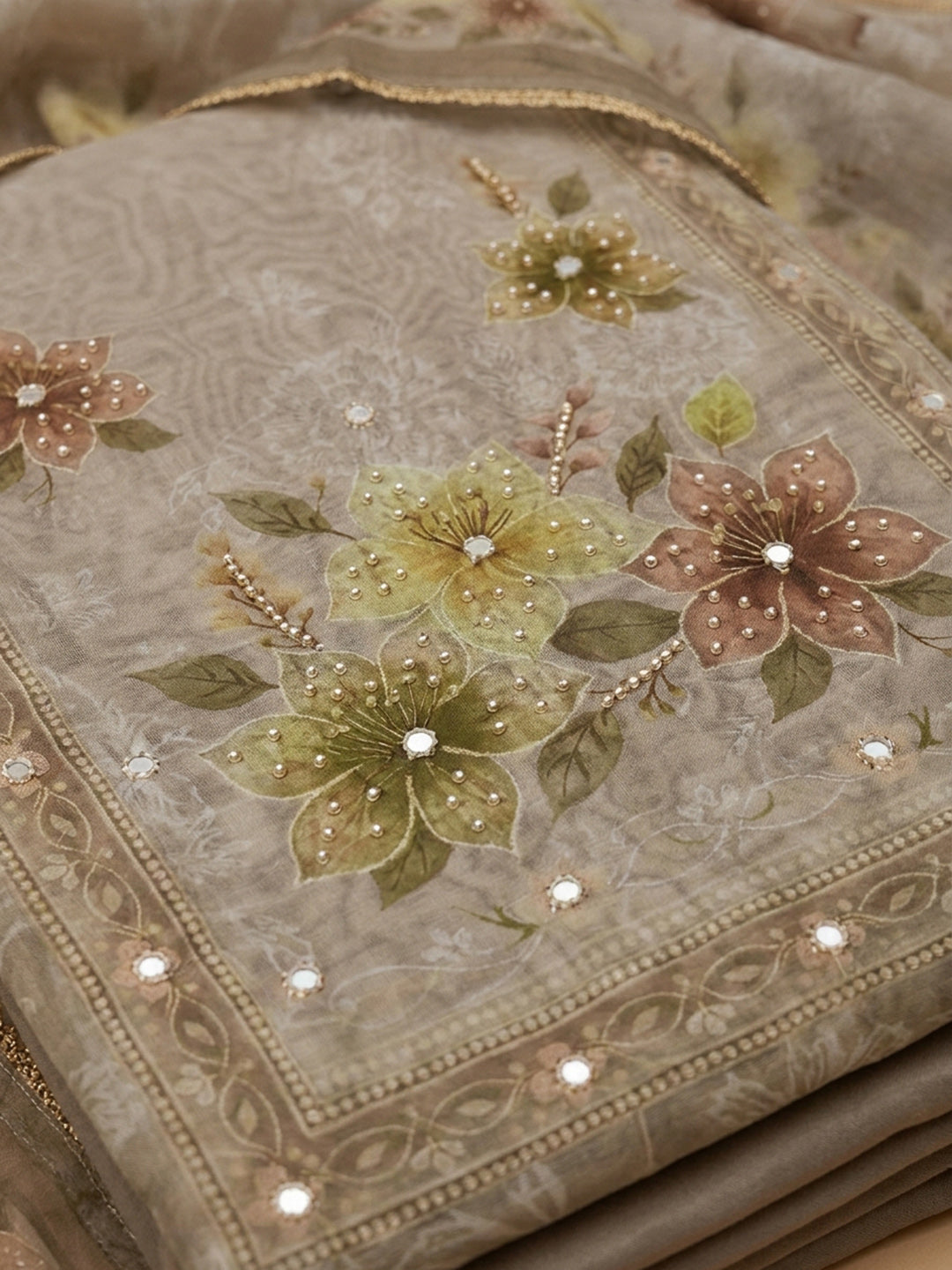 Mouse  Chanderi Unstitched Dress Material