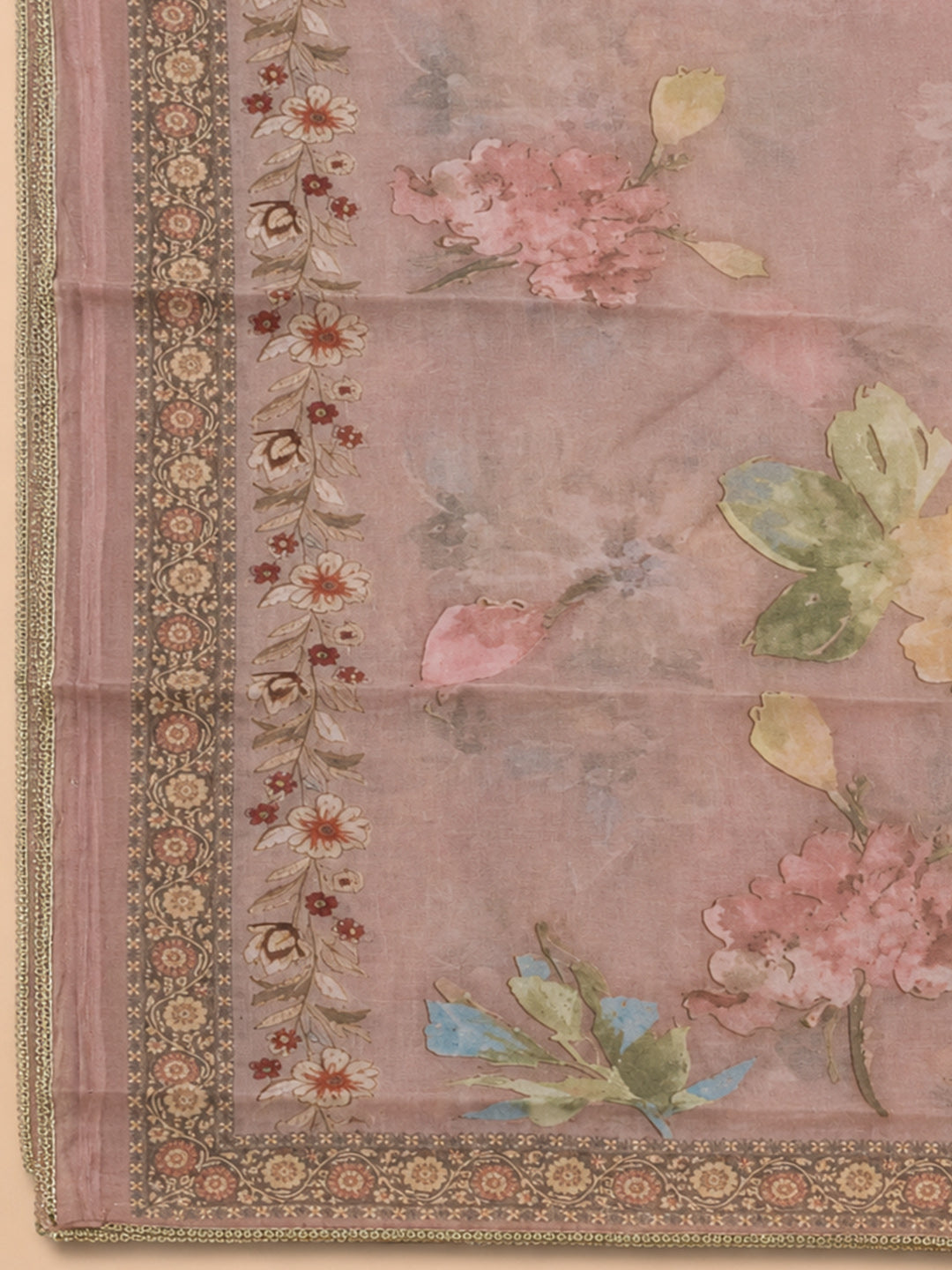 Onion Pink  Chanderi Unstitched Dress Material