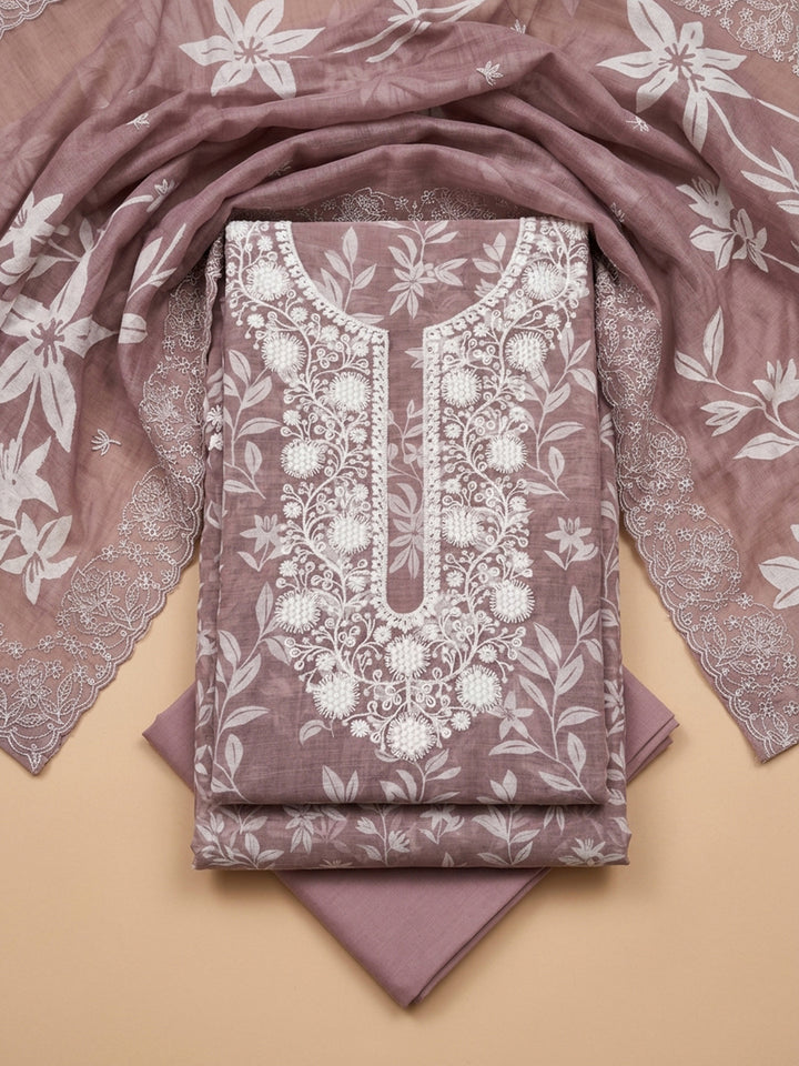 Onion Pink  Cotton Unstitched Dress Material
