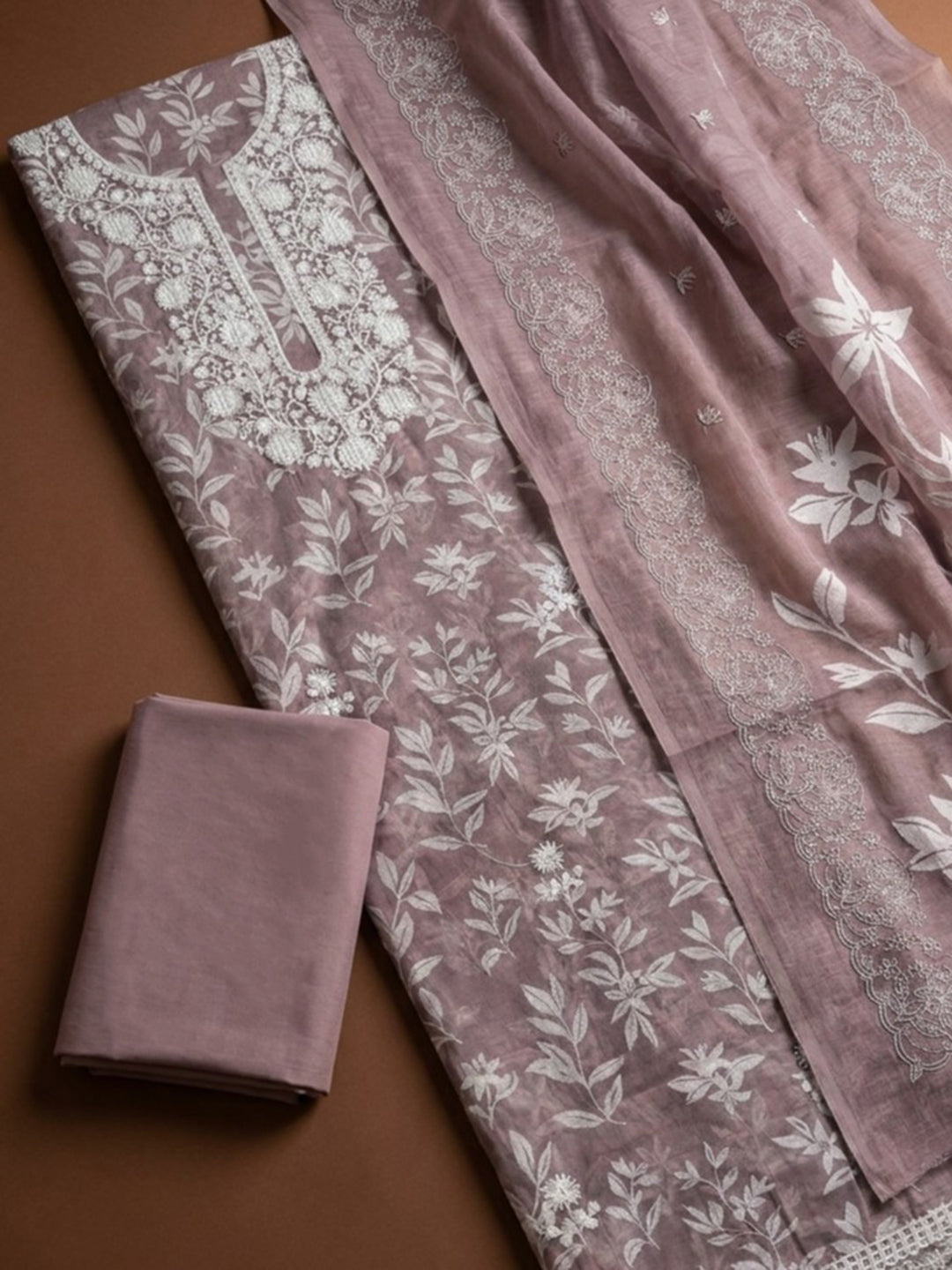 Onion Pink  Cotton Unstitched Dress Material