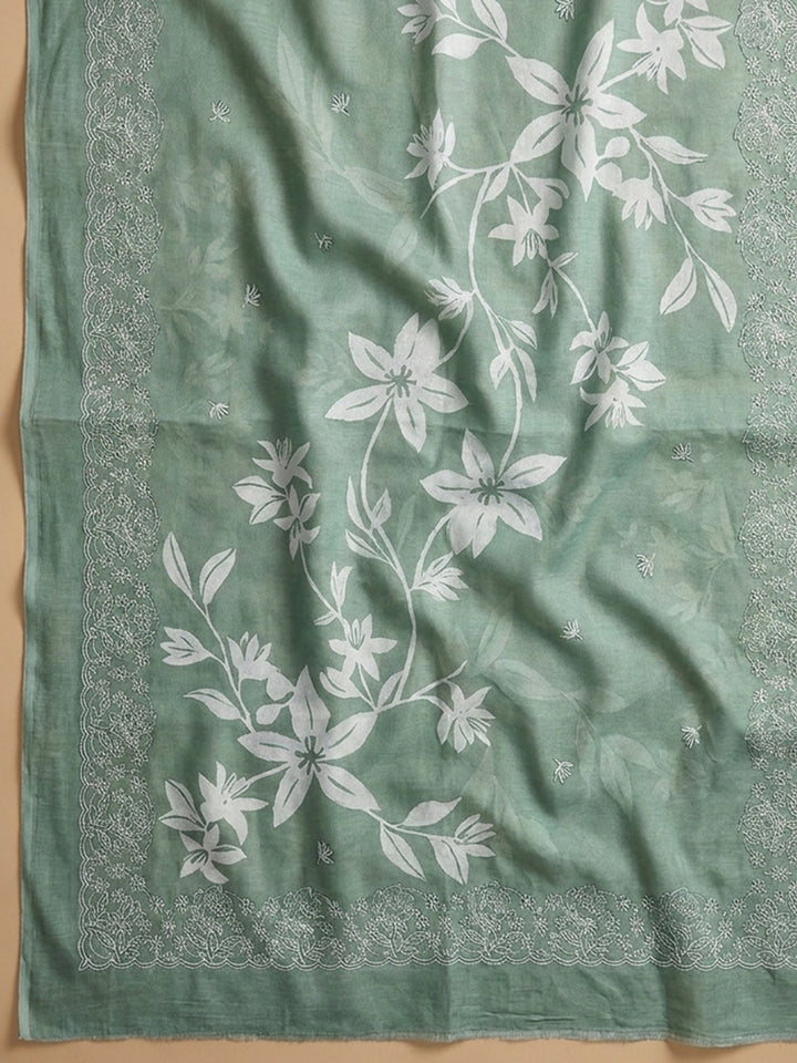Sea Green  Cotton Unstitched Dress Material